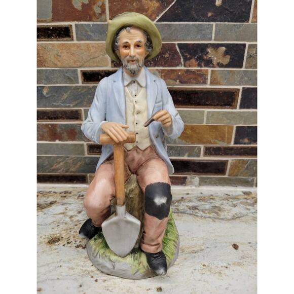 Vintage Farm Man Homco 1433 Figurine, Home Interiors, Old Country Man - Picture 2 of 4
